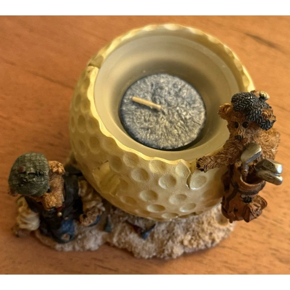 Boyds Bear Sebastian‎ & Nicholas Votive Candle Holder Golf Figurine 27753